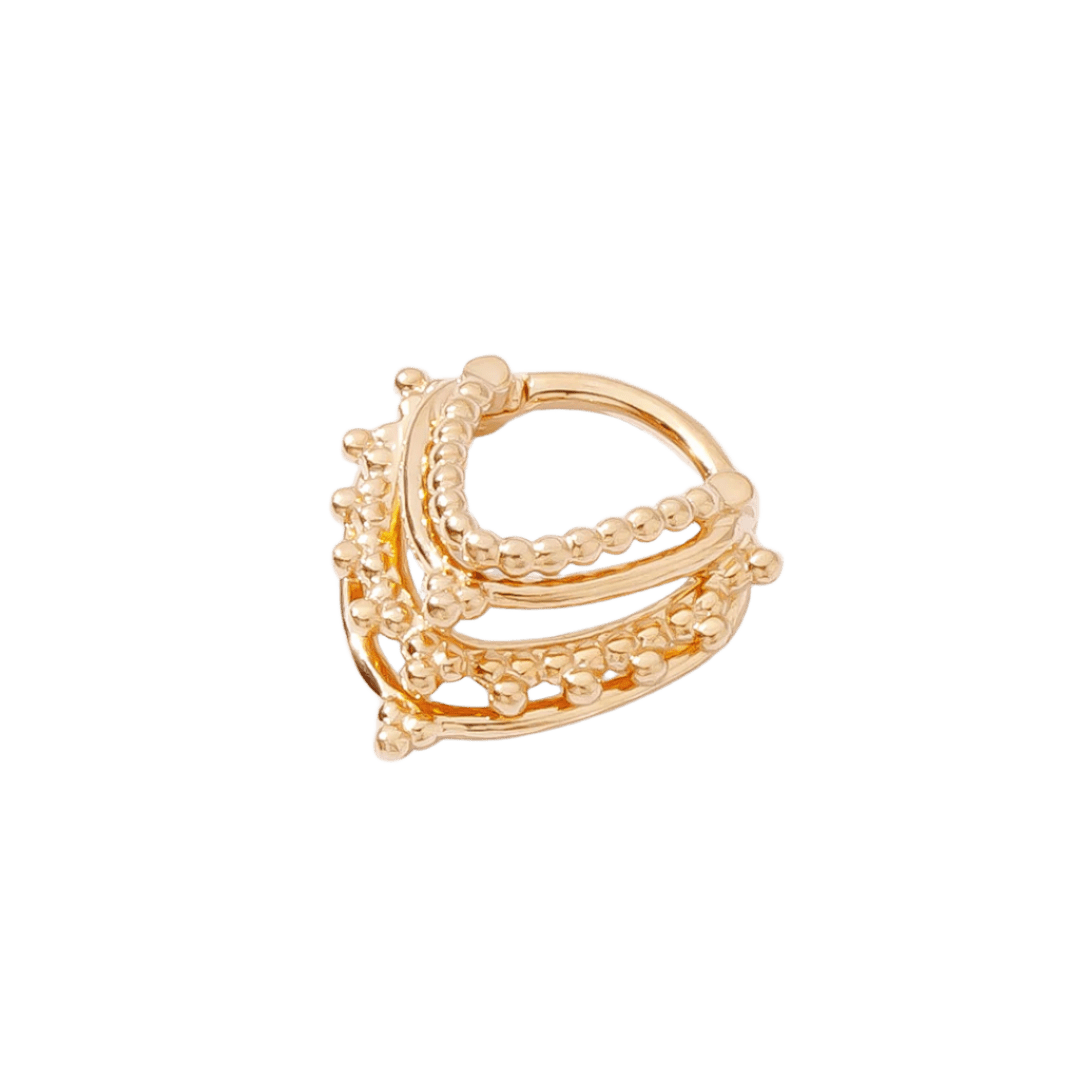 Beaded Warrior – Vermeil Stacked Bead – Sterling Clicker Ring - piercing - zone.com