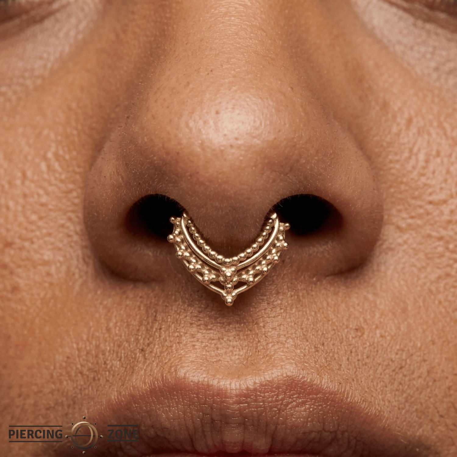 Beaded Warrior – Vermeil Stacked Bead – Sterling Clicker Ring - piercing - zone.com