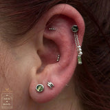 Beads of 3 – Minimalist Trio – 14K Gold Threadless End - piercing - zone.com