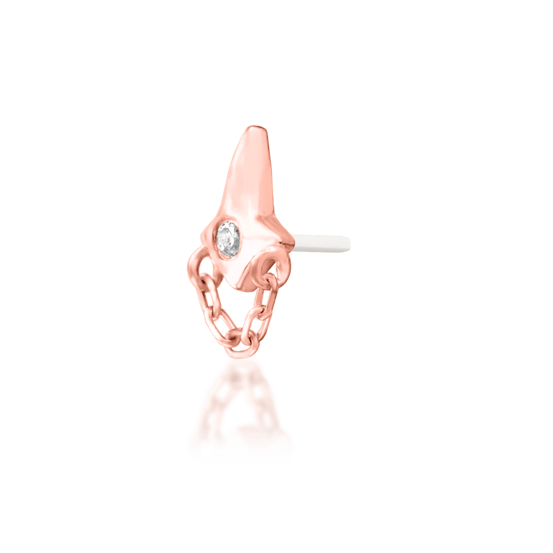 Beatrice – White CZ Vertical – 14K Gold Threadless End - piercing - zone.com