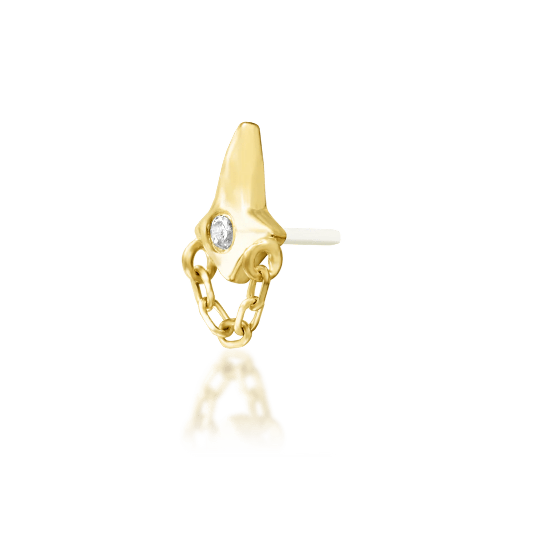 Beatrice – White CZ Vertical – 14K Gold Threadless End - piercing - zone.com