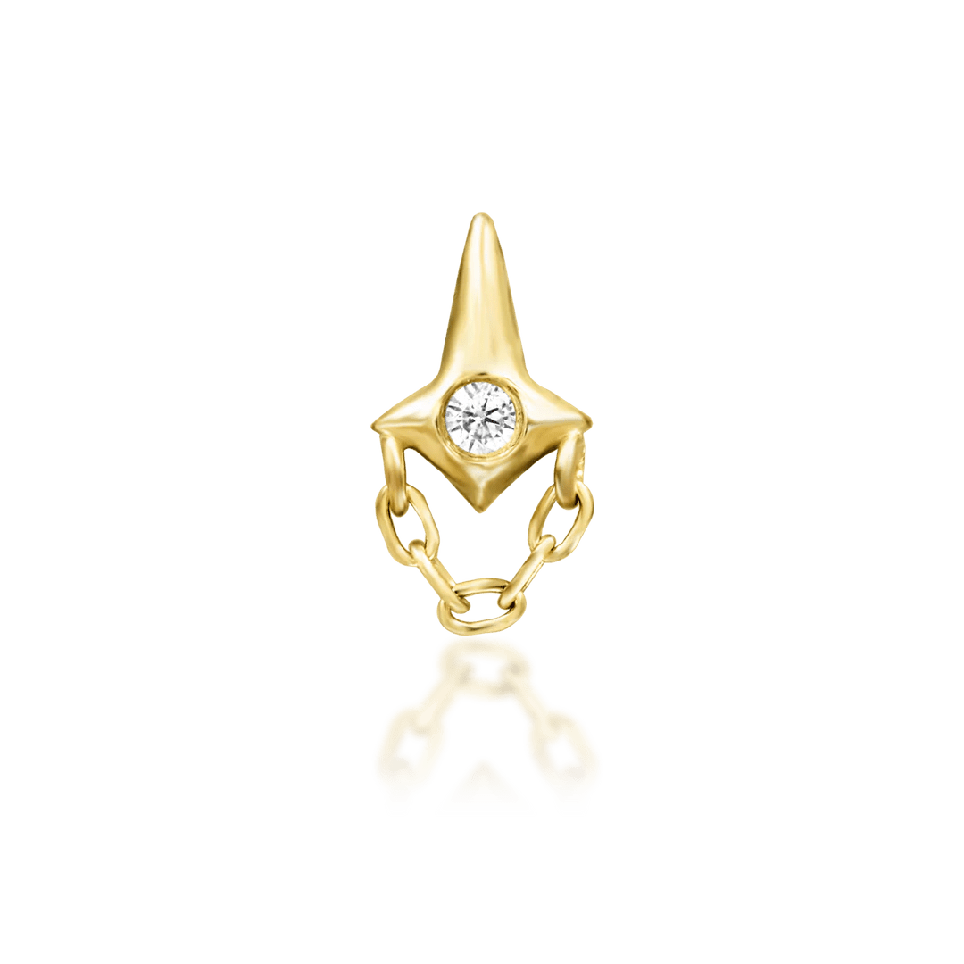 Beatrice – White CZ Vertical – 14K Gold Threadless End - piercing - zone.com