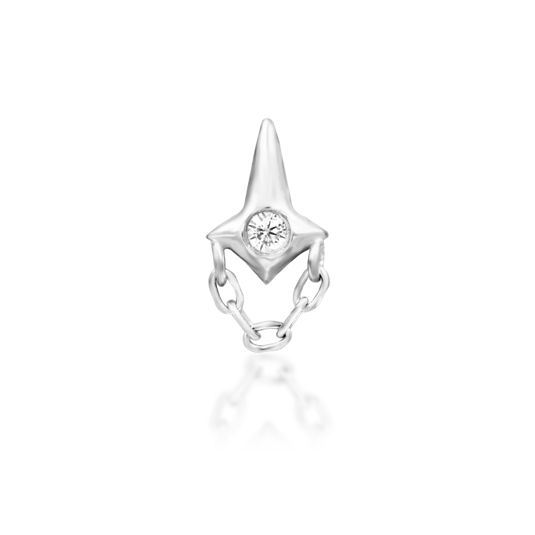Beatrice – White CZ Vertical – 14K Gold Threadless End - piercing - zone.com
