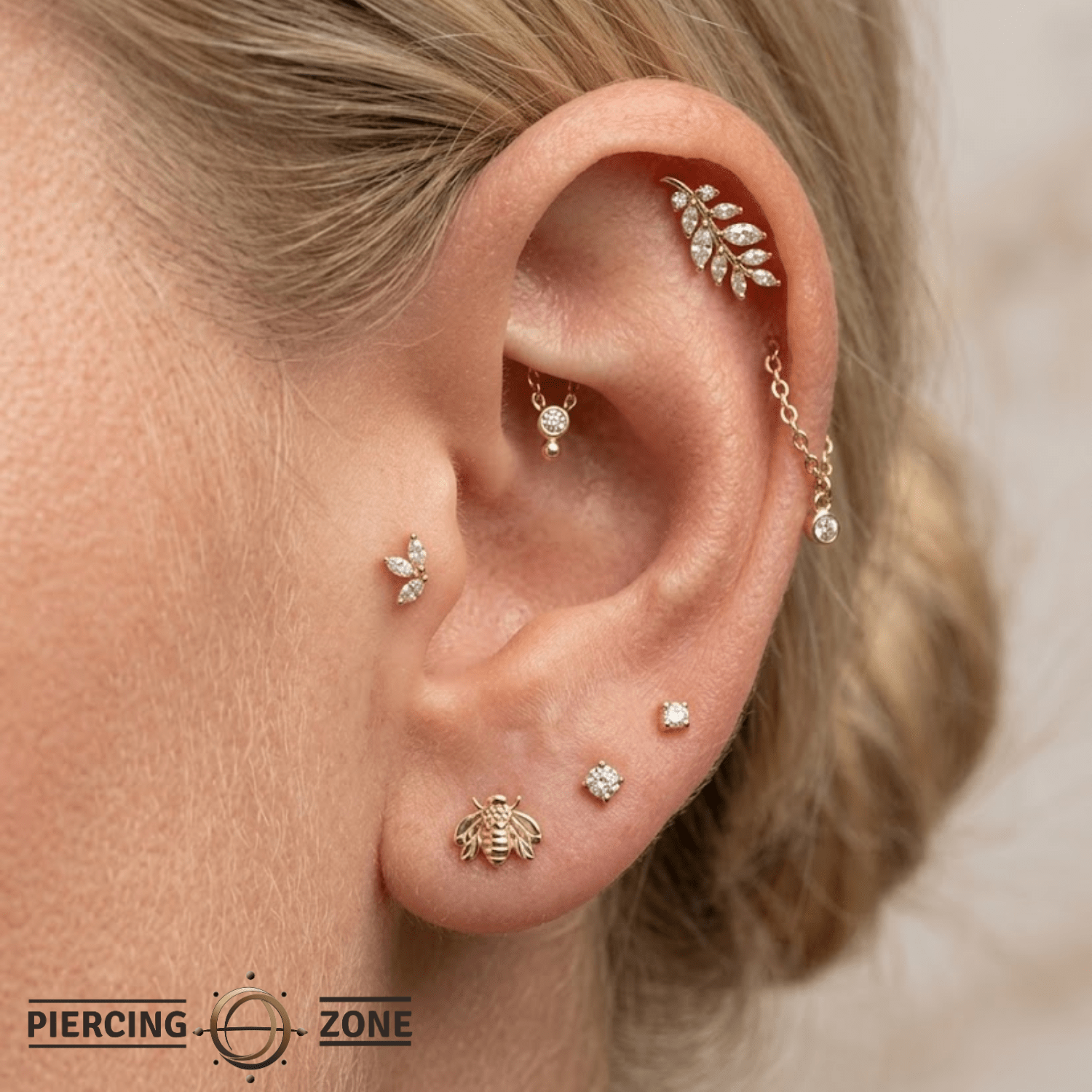 Bee – 14K Gold Threadless/Threaded End - piercing - zone.com