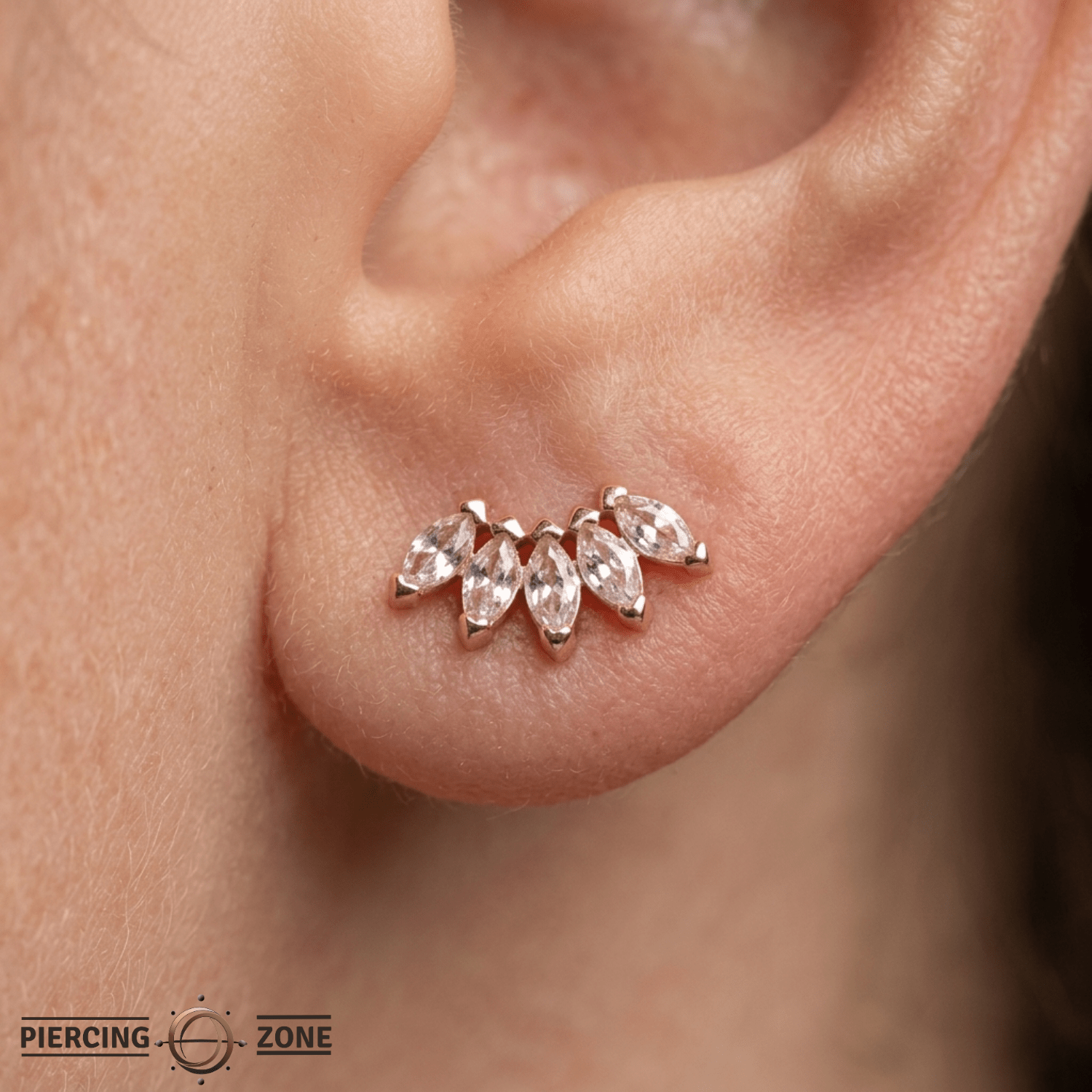 Bella – Marquise Birthstone Fan – 14K Gold Threadless End - piercing - zone.com