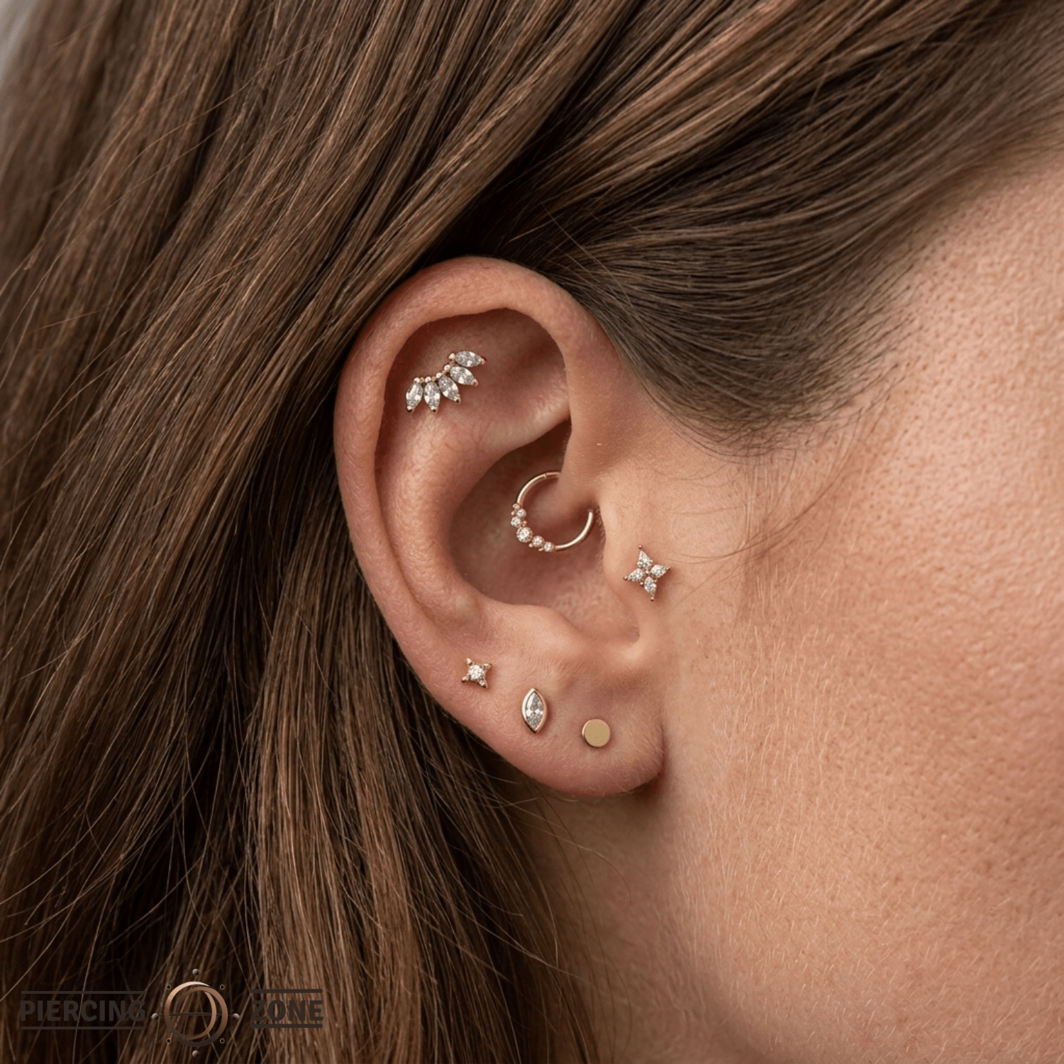 Bella – Marquise Birthstone Fan – 14K Gold Threadless End - piercing - zone.com