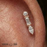 Belle – 14K/18K Gold Marquise–Baguette–Round Multi - Stone Threadless End - piercing - zone.com