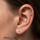 Belle – 14K/18K Gold Marquise–Baguette–Round Multi - Stone Threadless End - piercing - zone.com