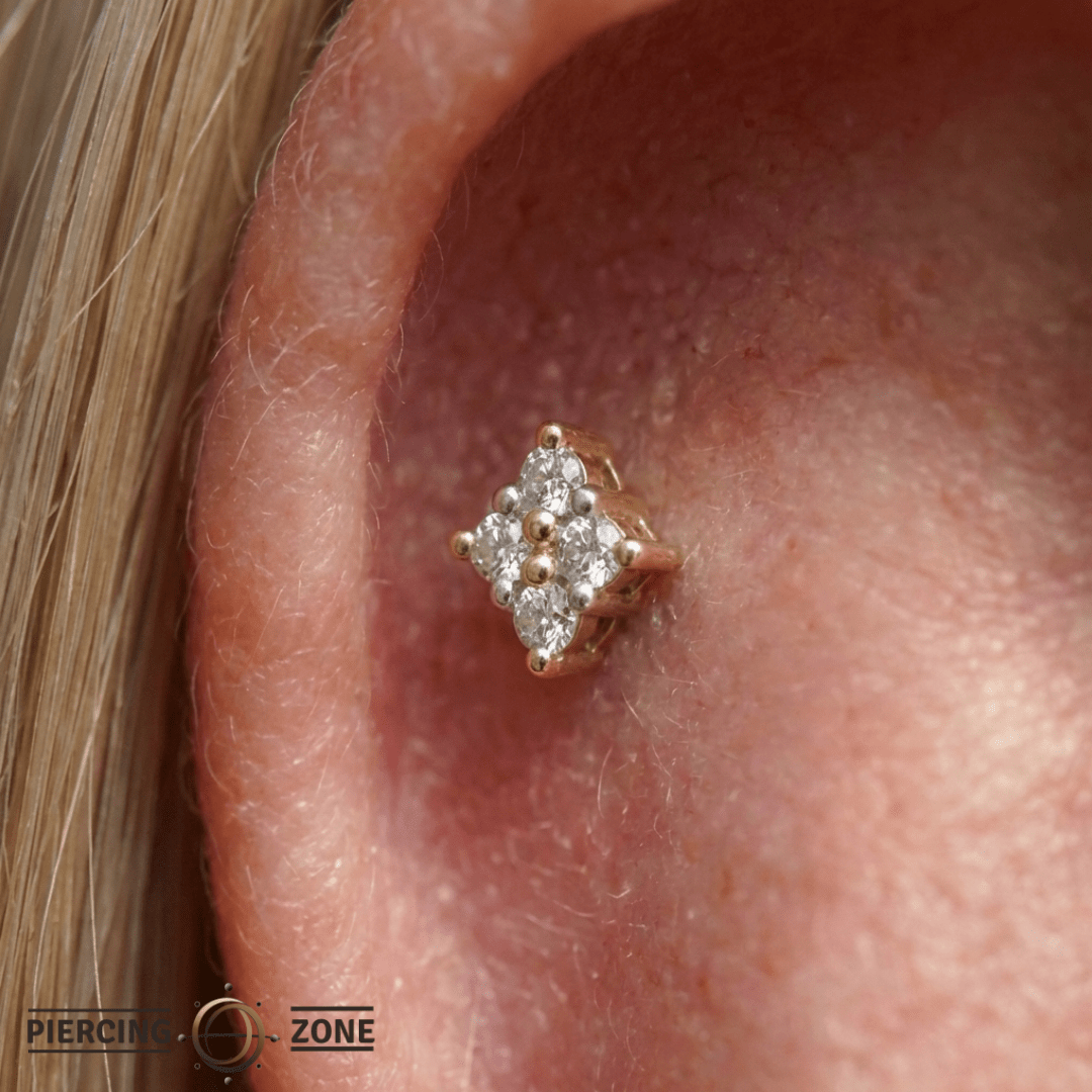 Belle – Diamond Cluster Classic – 14K Gold Threadless End - piercing - zone.com
