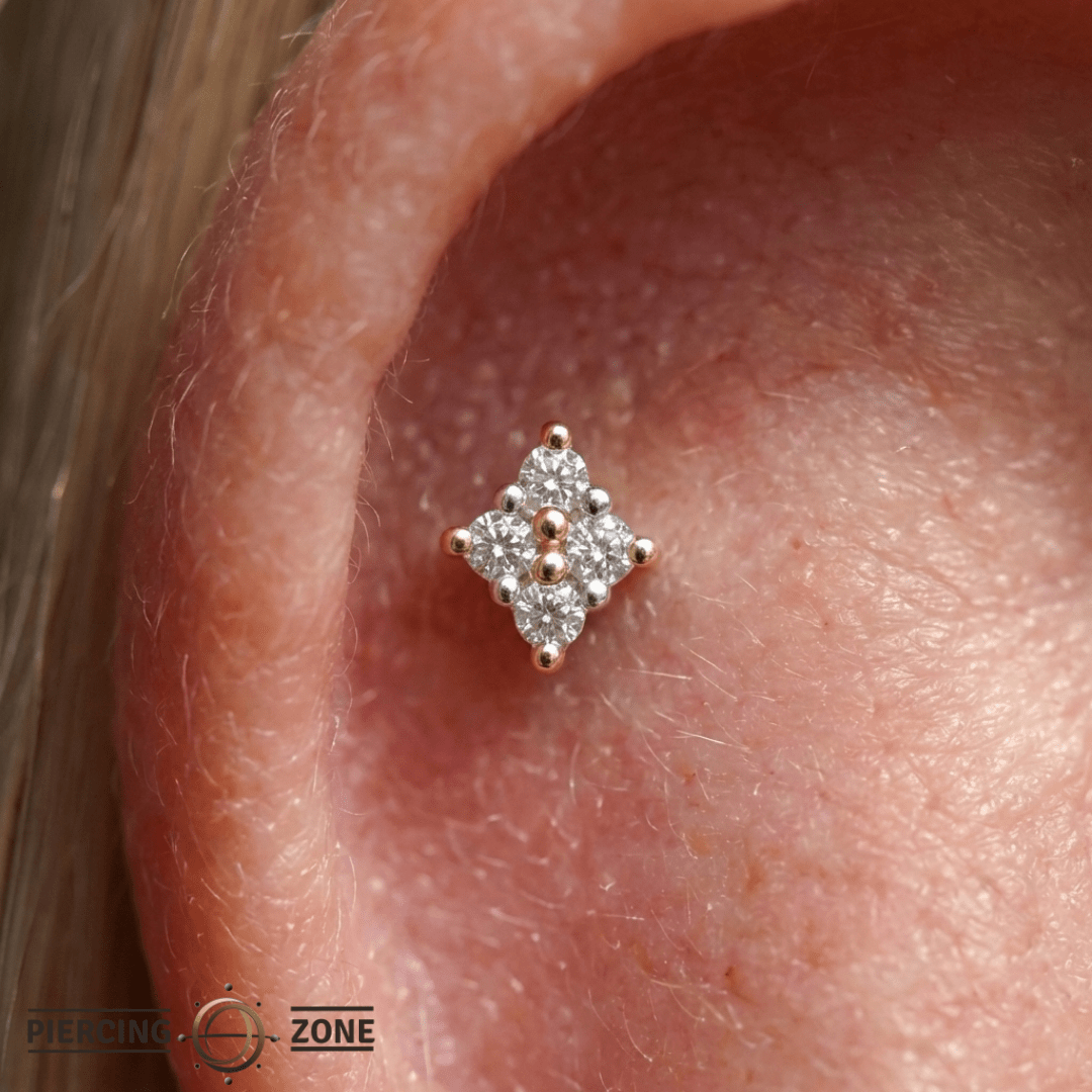 Belle – Diamond Cluster Classic – 14K Gold Threadless End - piercing - zone.com