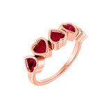 Beloved Seamless Ring – 14K Gold Five-Heart Gem Design