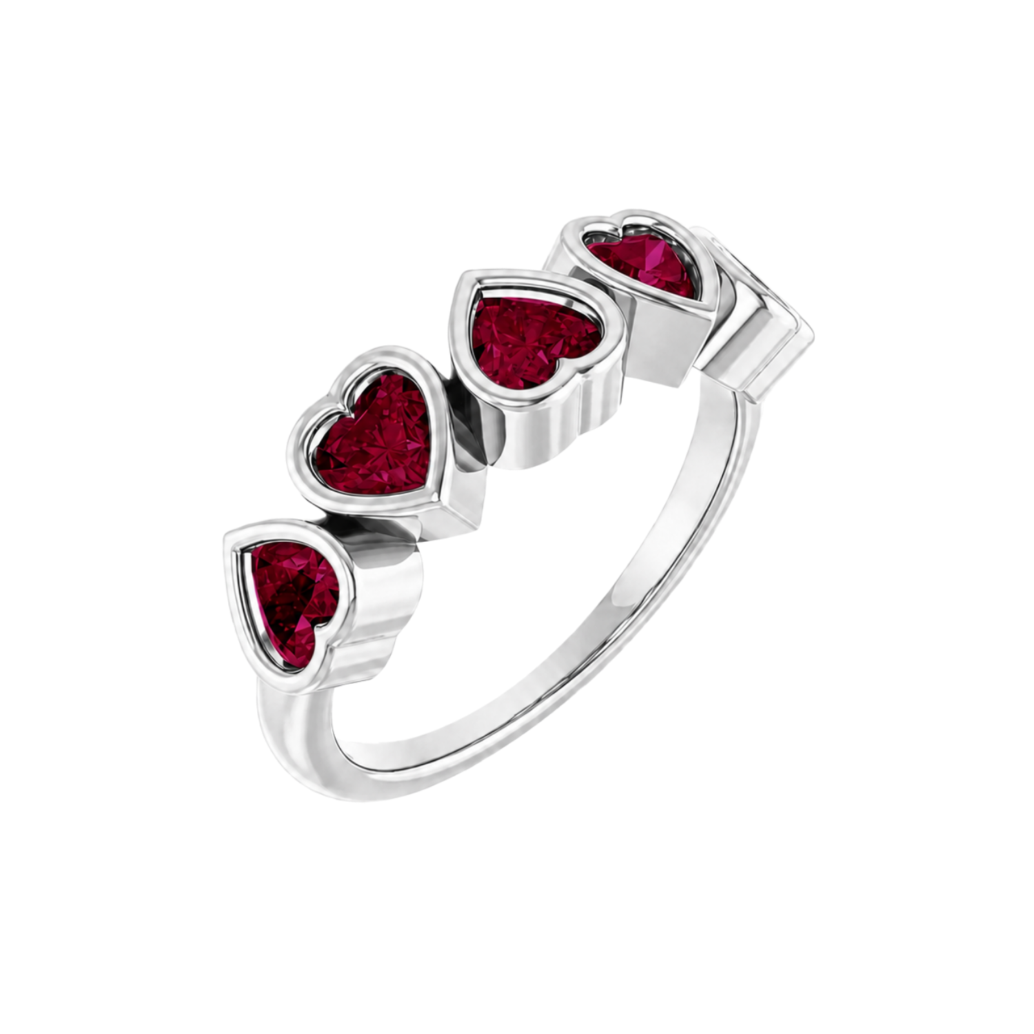 Beloved Seamless Ring – 14K Gold Five-Heart Gem Design