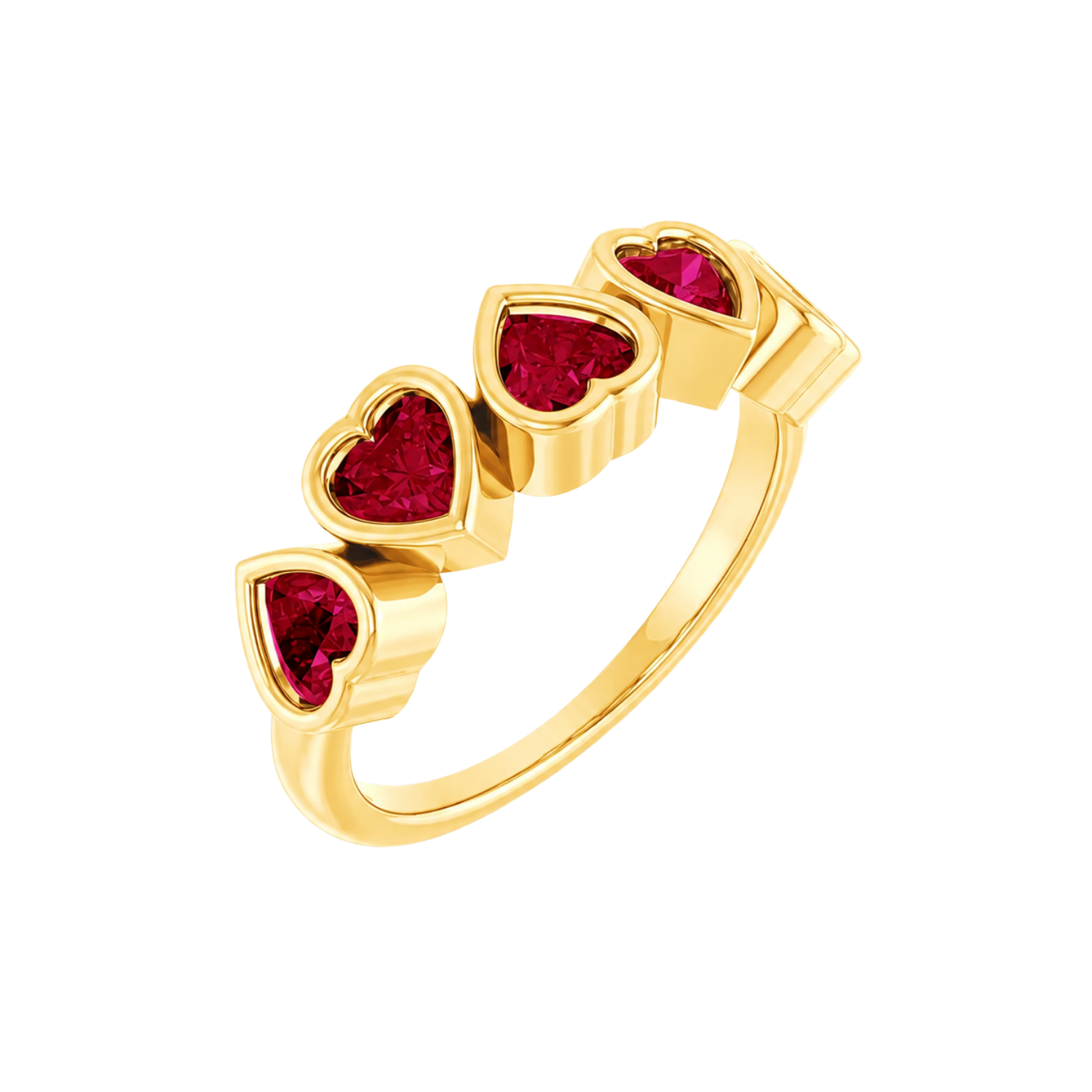 Beloved Seamless Ring – 14K Gold Five-Heart Gem Design