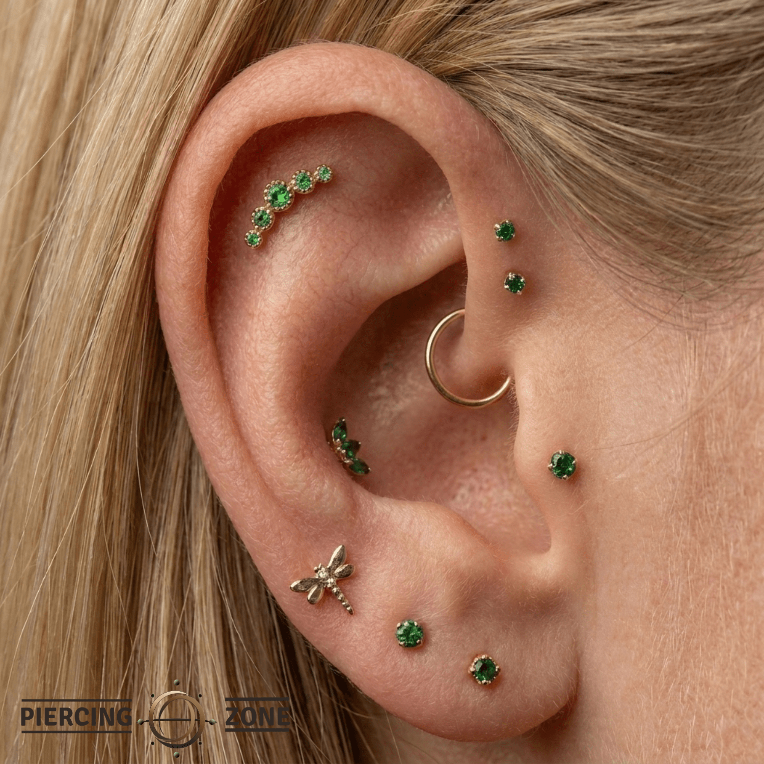 Beloved Pin Large - 14K Gold Gem Threadless End - piercing - zone.com