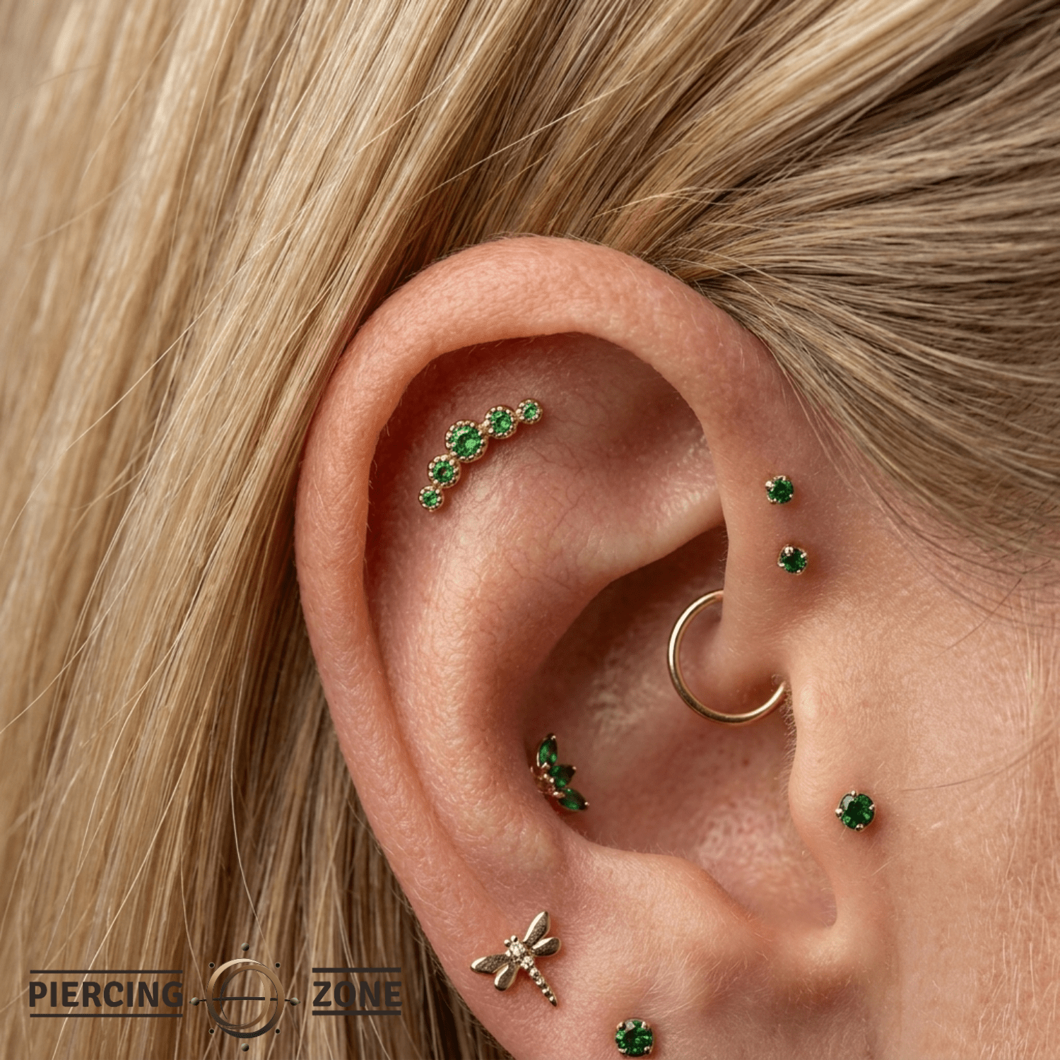 Beloved Pin Large - 14K Gold Gem Threadless End - piercing - zone.com