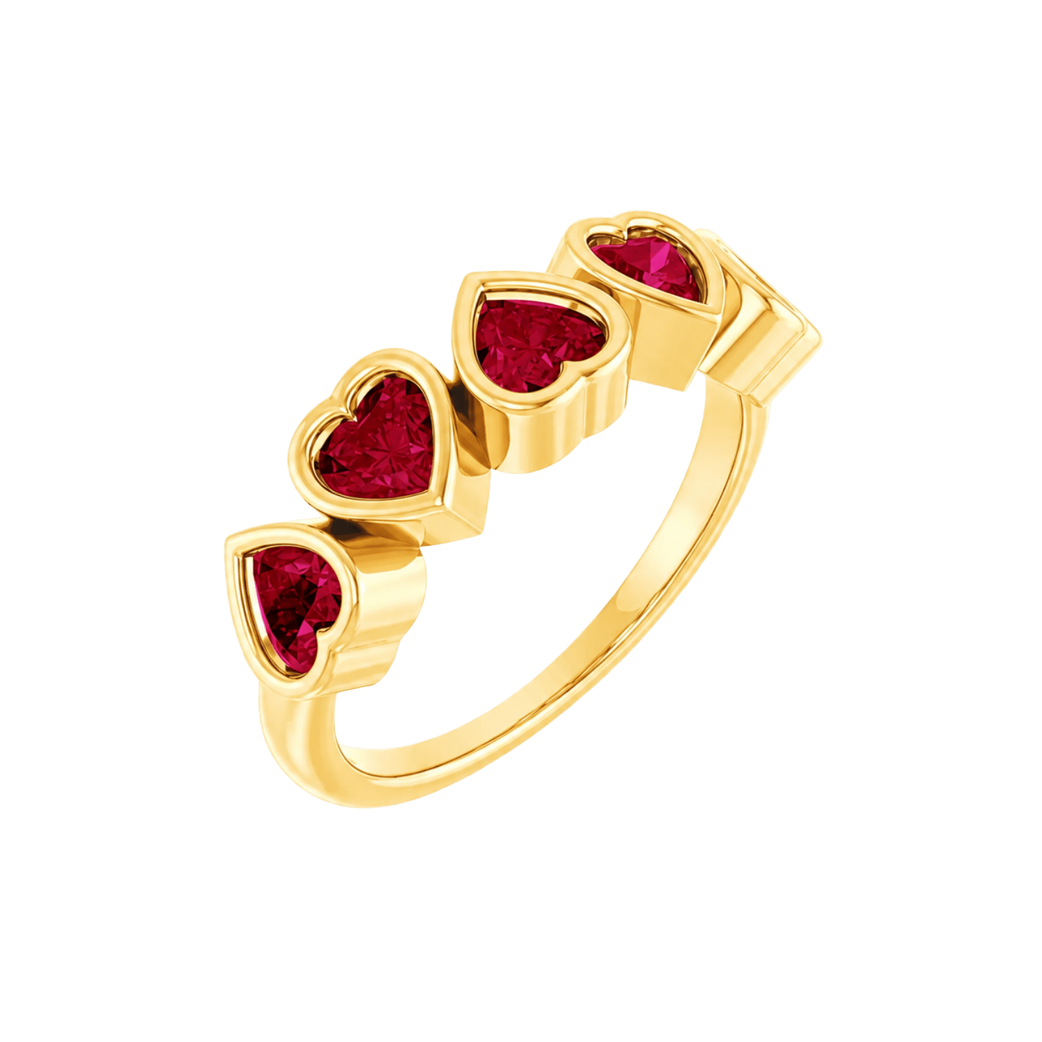 Beloved Seamless Ring – 14K Gold Five-Heart Gem Design - piercing-zone.com