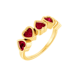 Beloved Seamless Ring – 14K Gold Five-Heart Gem Design - piercing-zone.com