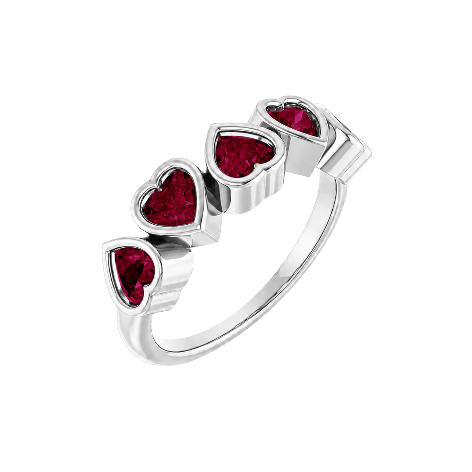 Beloved Seamless Ring – 14K Gold Five-Heart Gem Design - piercing-zone.com
