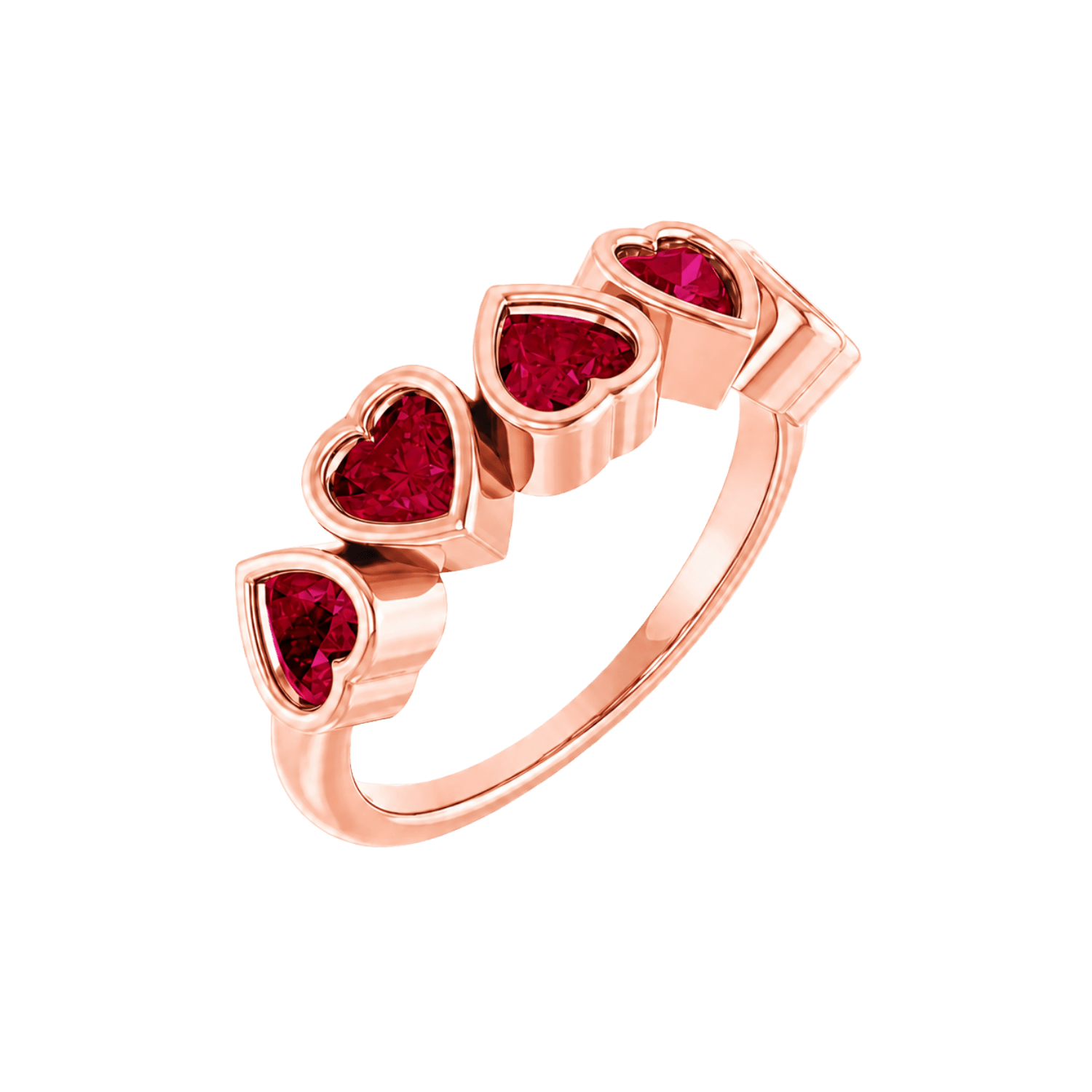 Beloved Seamless Ring – 14K Gold Five-Heart Gem Design - piercing-zone.com