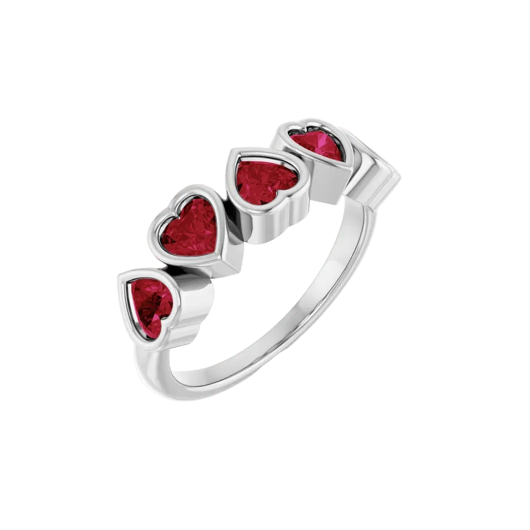 Beloved Seamless Ring – 14K Gold Five - Heart Gem Design - piercing - zone.com