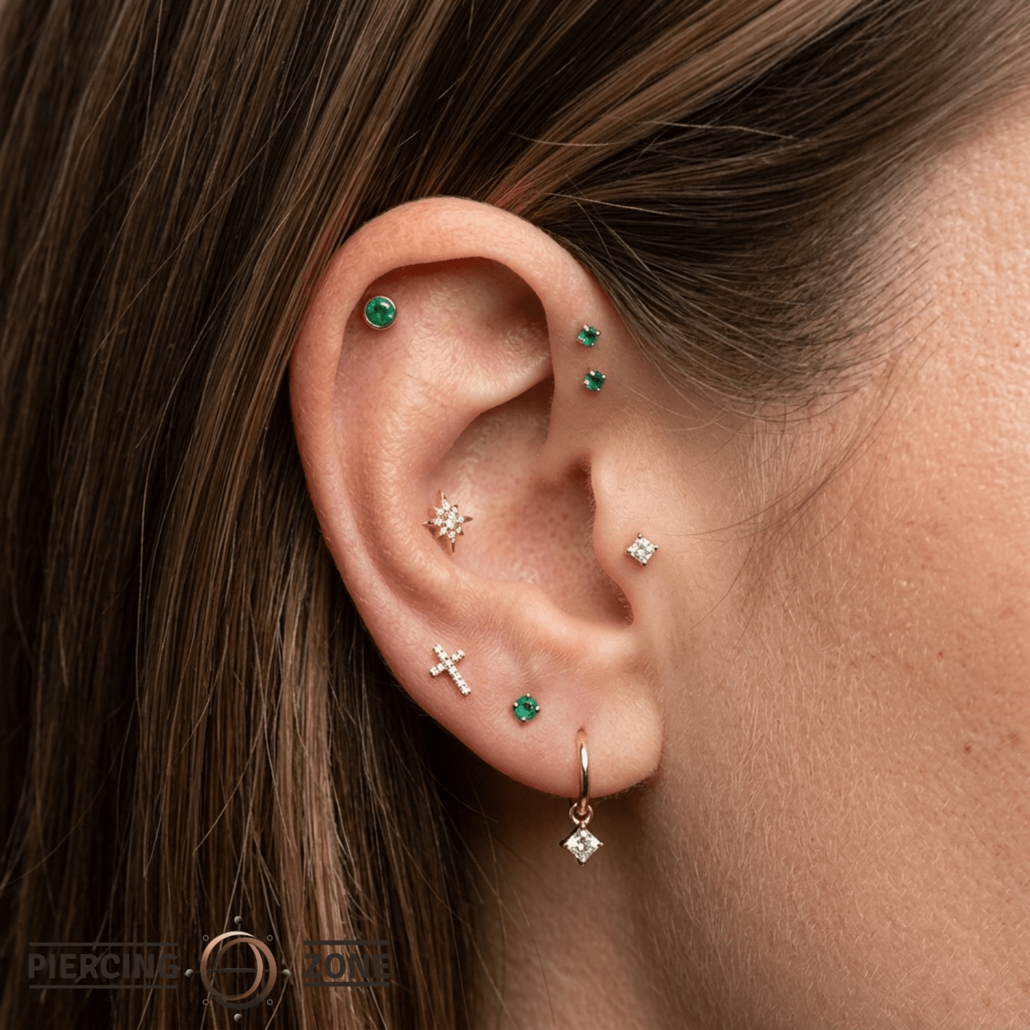 Bezel – Birthstone Dot – 14K Gold Threadless End - piercing - zone.com