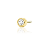 Bezel CZ – Classic Smooth Setting – 14K Gold Threadless End - piercing - zone.com