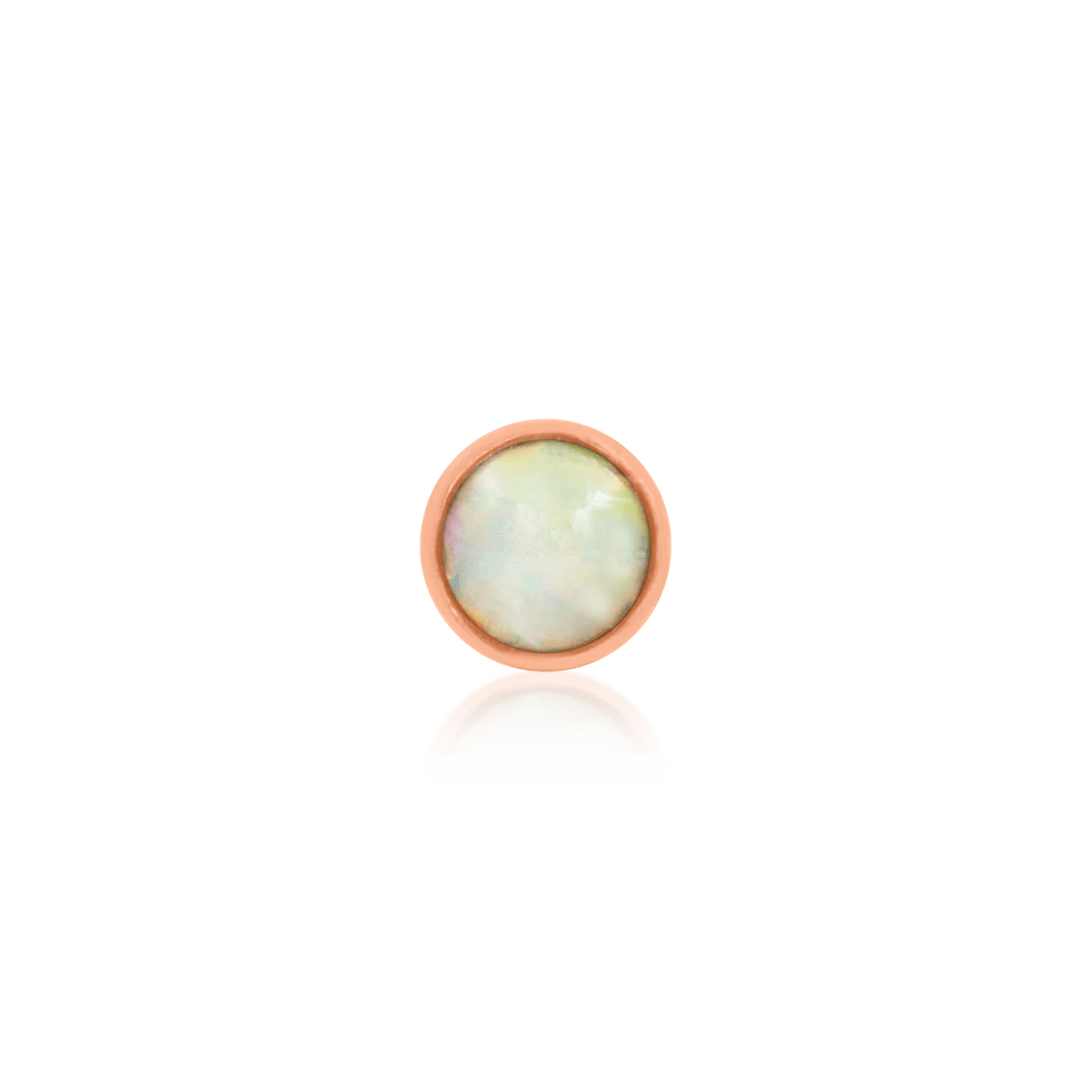 Bezel - Set Cup with Opal – 14K Gold Threadless End - piercing - zone.com