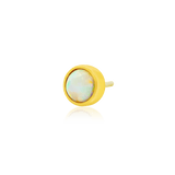 Bezel - Set Cup with Opal – 14K Gold Threadless End - piercing - zone.com