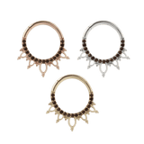 INDRA - SMOKEY QUARTZ - SOLID 14KT GOLD CLICKER piercing-zone.com
