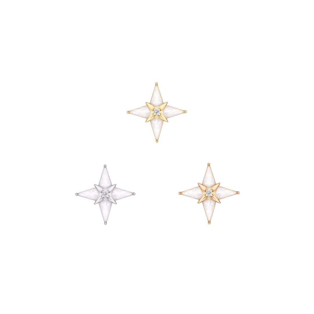 Biarritz Round Mother of Pearl – 14K Gold Threadless End - piercing - zone.com