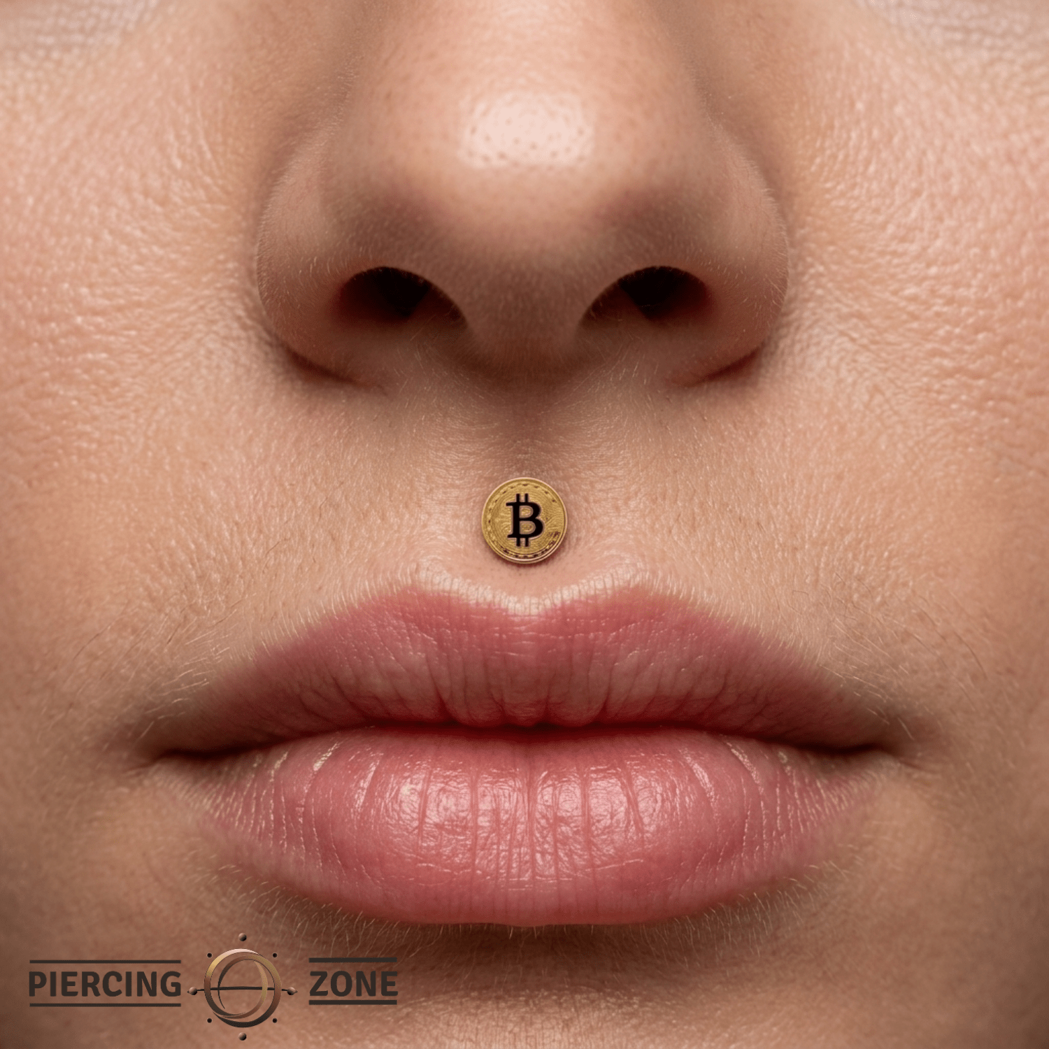 Bitcoin Symbol - 14K Gold Threadless/Threaded End - piercing - zone.com