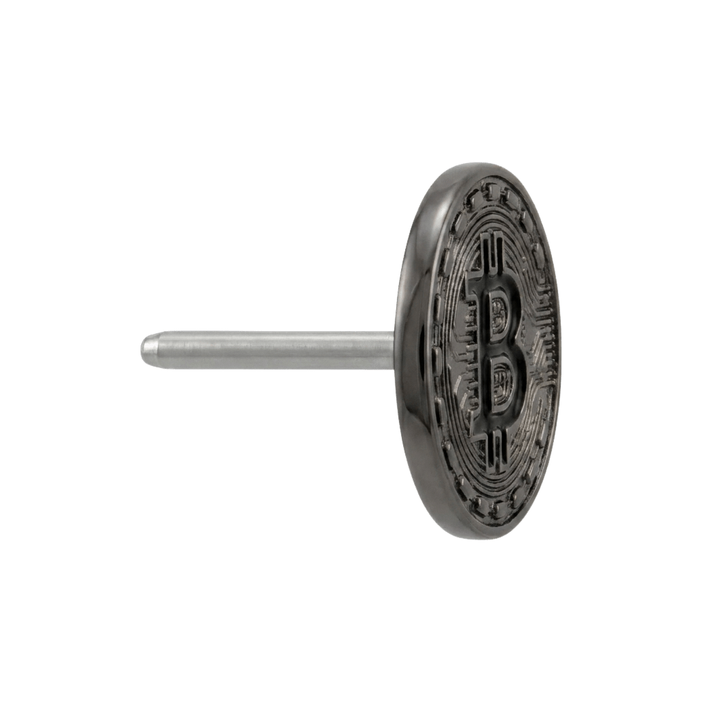 Bitcoin Symbol - 14K Gold Threadless/Threaded End - piercing - zone.com