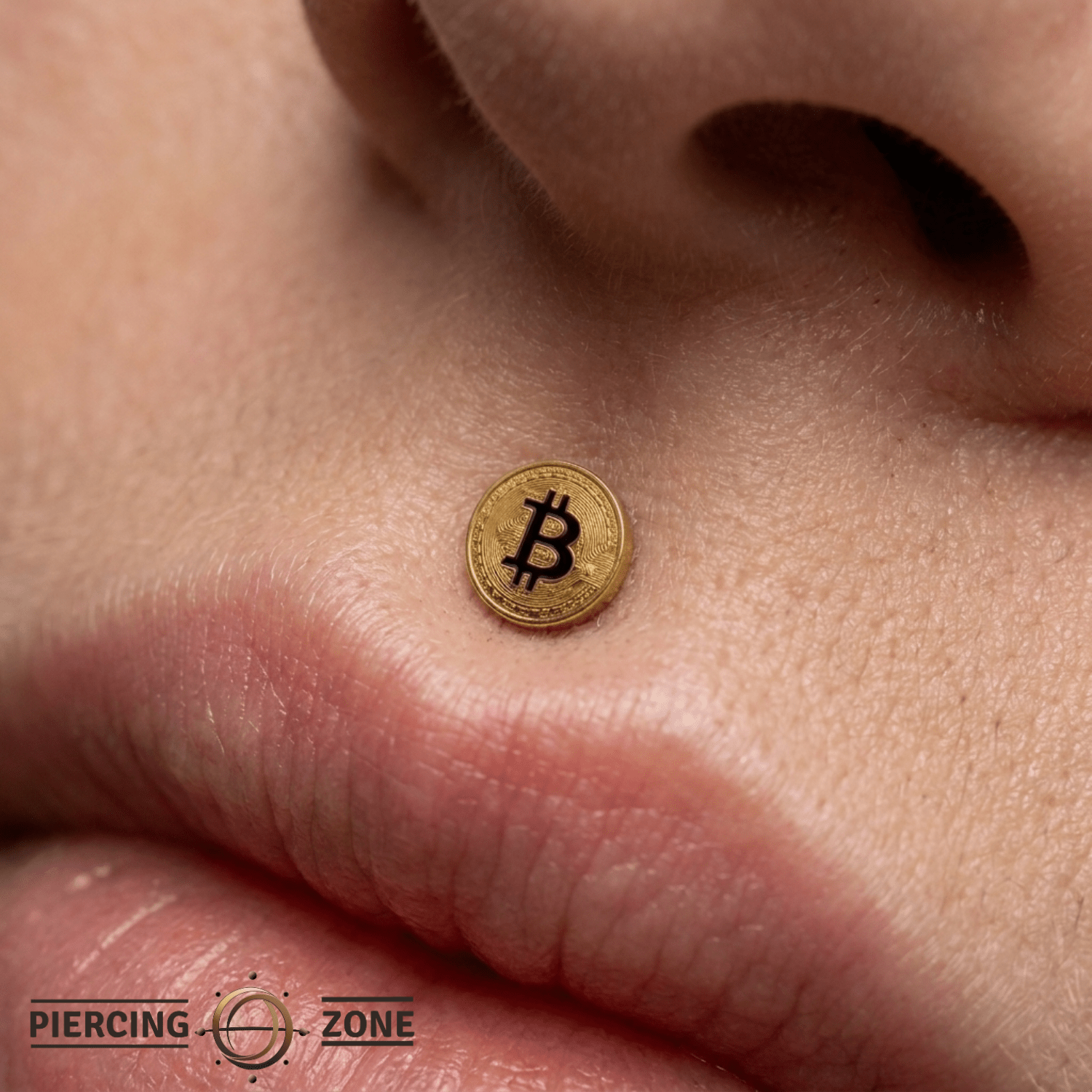 Bitcoin Symbol - 14K Gold Threadless/Threaded End - piercing - zone.com