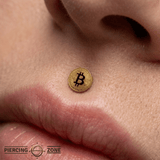 Bitcoin Symbol - 14K Gold Threadless/Threaded End - piercing - zone.com