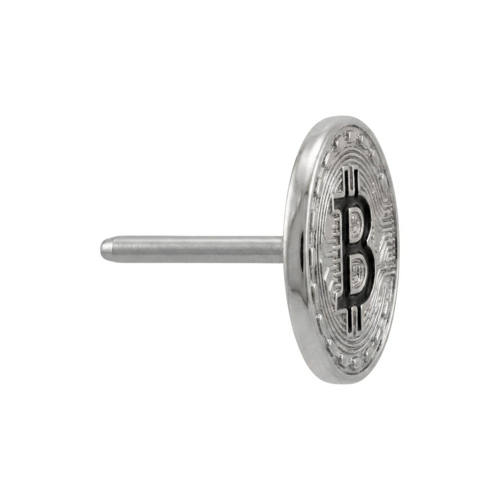 Bitcoin Symbol - 14K Gold Threadless/Threaded End - piercing - zone.com