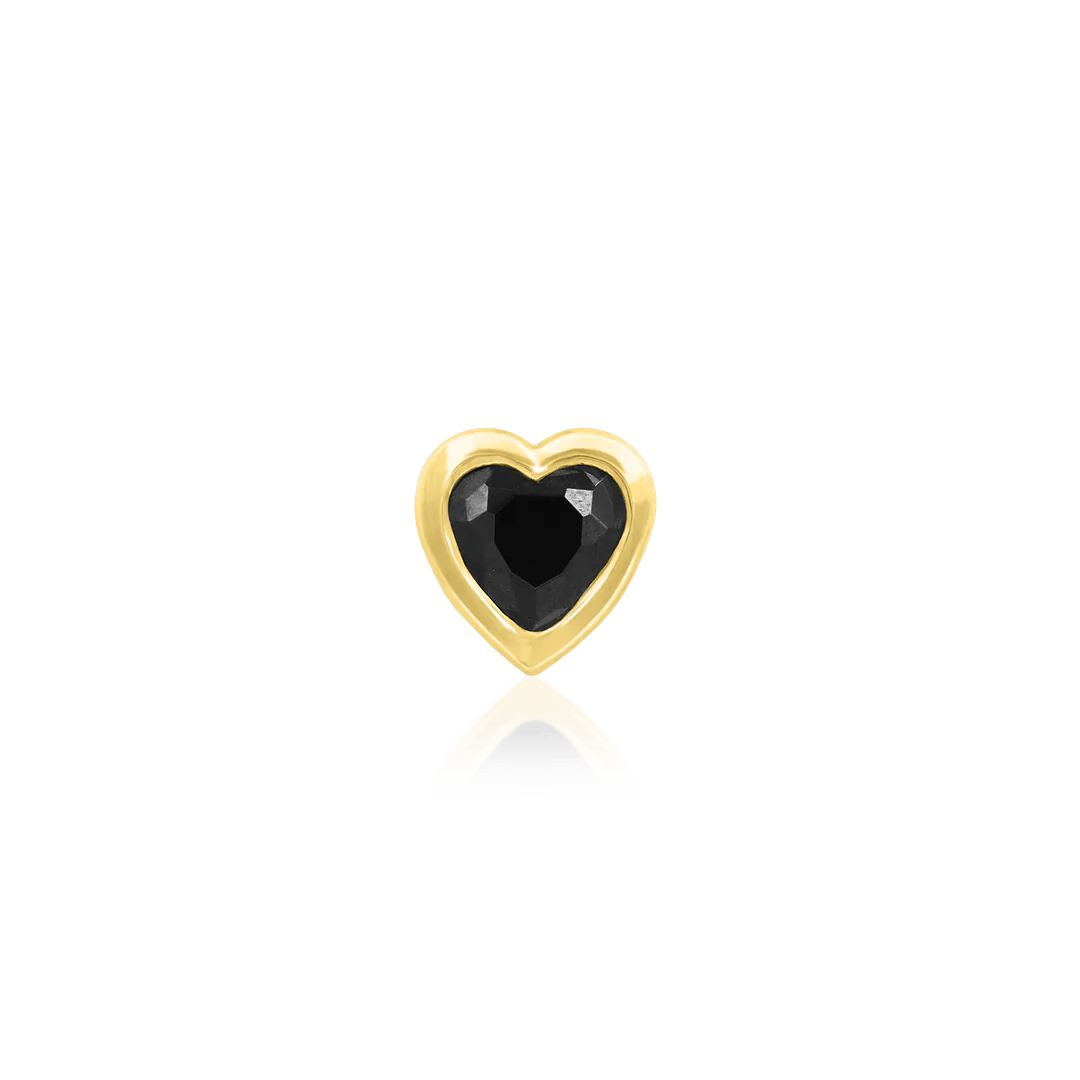 Black CZ Bezel Heart – 14K Gold Threadless End - piercing - zone.com