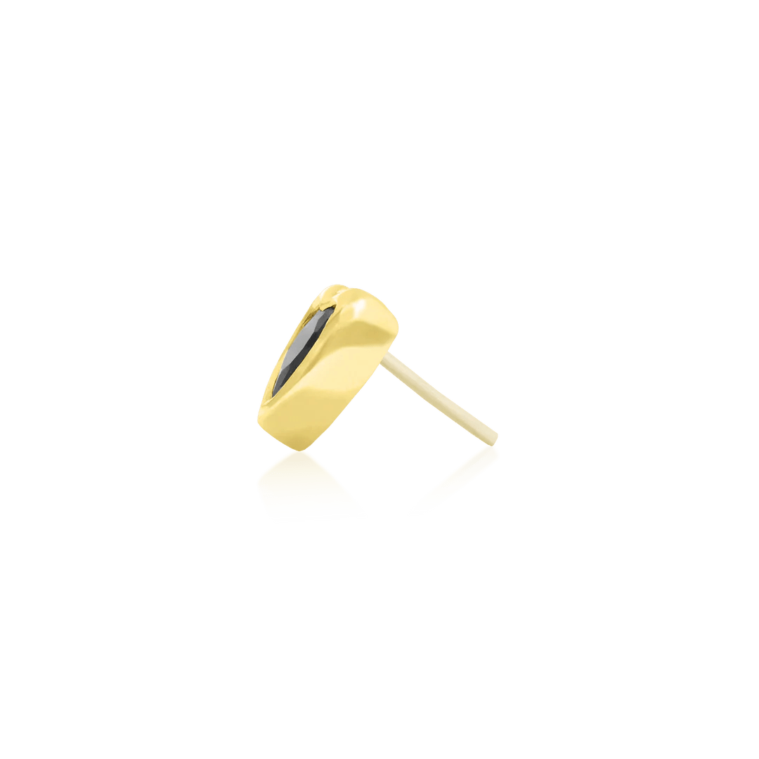Black CZ Bezel Heart – 14K Gold Threadless End - piercing - zone.com