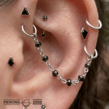 Black Diamond Bead Chain – 18K Black Gold Piercing Chain - piercing - zone.com