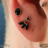 Black Diamond Prong – 14K Gold Threadless End - piercing - zone.com