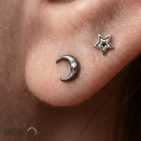 Black Moon – Black Rhodium Crescent – 14K Gold Threadless End - piercing - zone.com