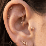 Blade – 14K Gold Charm of Strength & Edge – Forward - Facing Pendant - piercing - zone.com