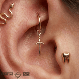 Blade – Minimalist Gold Pendant – 14K Charm Accessory - piercing - zone.com
