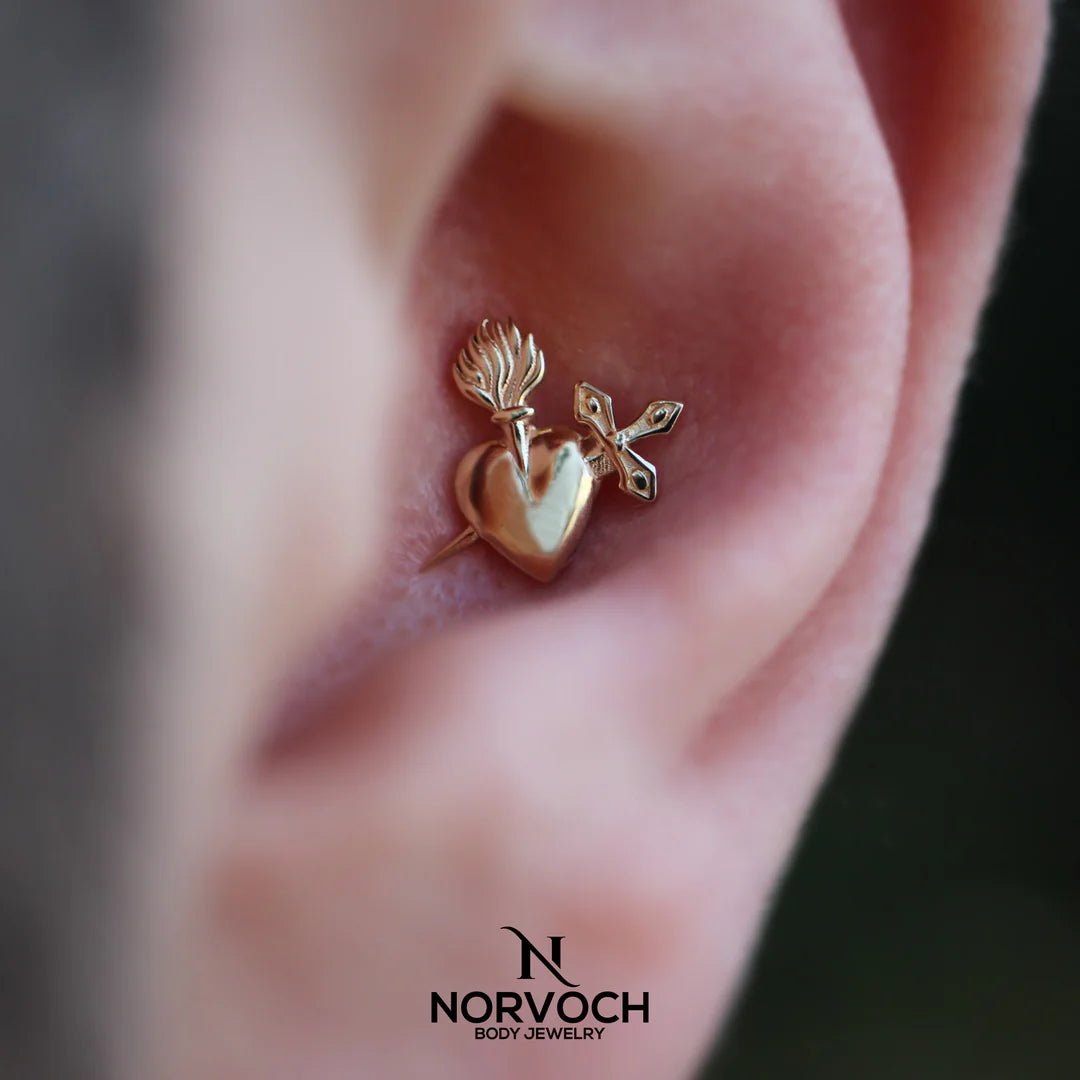 Blade of Love – 14K Gold Threadless/Threaded End - piercing - zone.com