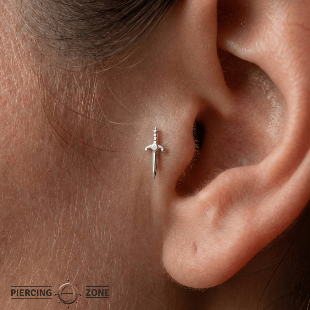 Blade – Sword - Inspired – 14K Gold Threadless End - piercing - zone.com