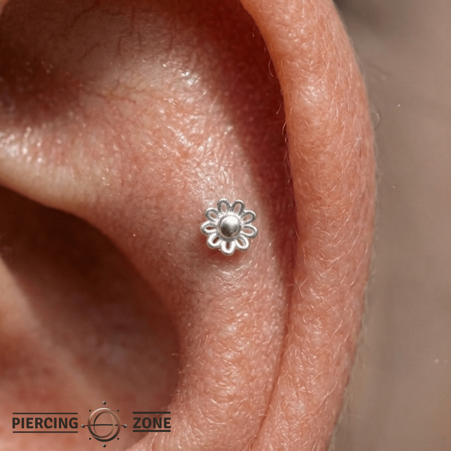 Blossom Pin - 14K Gold Floral Threadless End - piercing - zone.com