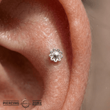 Blossom Pin - 14K Gold Floral Threadless End - piercing - zone.com