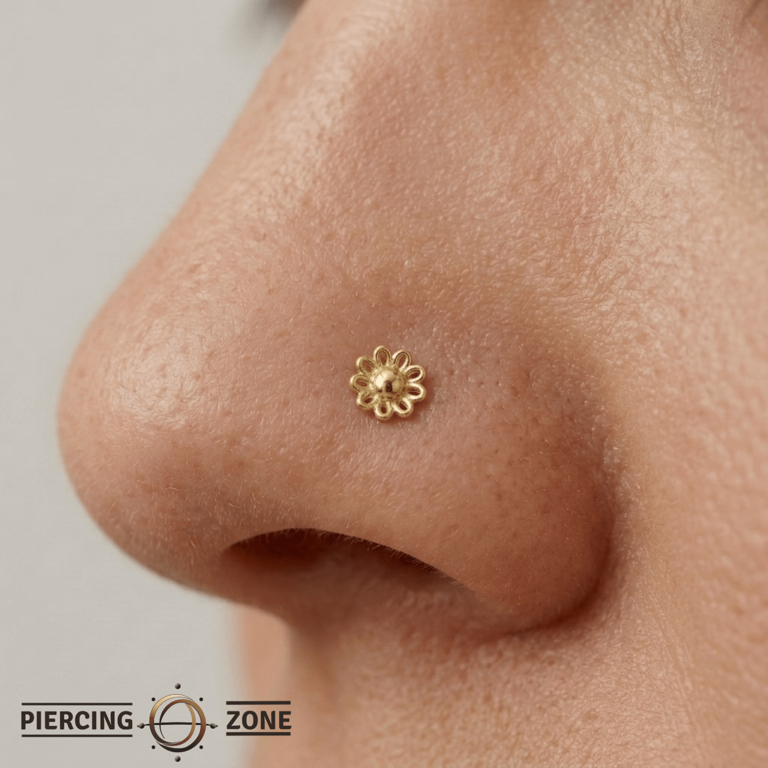 Blossom Pin - 14K Gold Floral Threadless End - piercing - zone.com