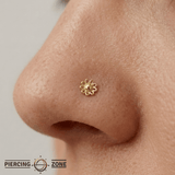 Blossom Pin - 14K Gold Floral Threadless End - piercing - zone.com