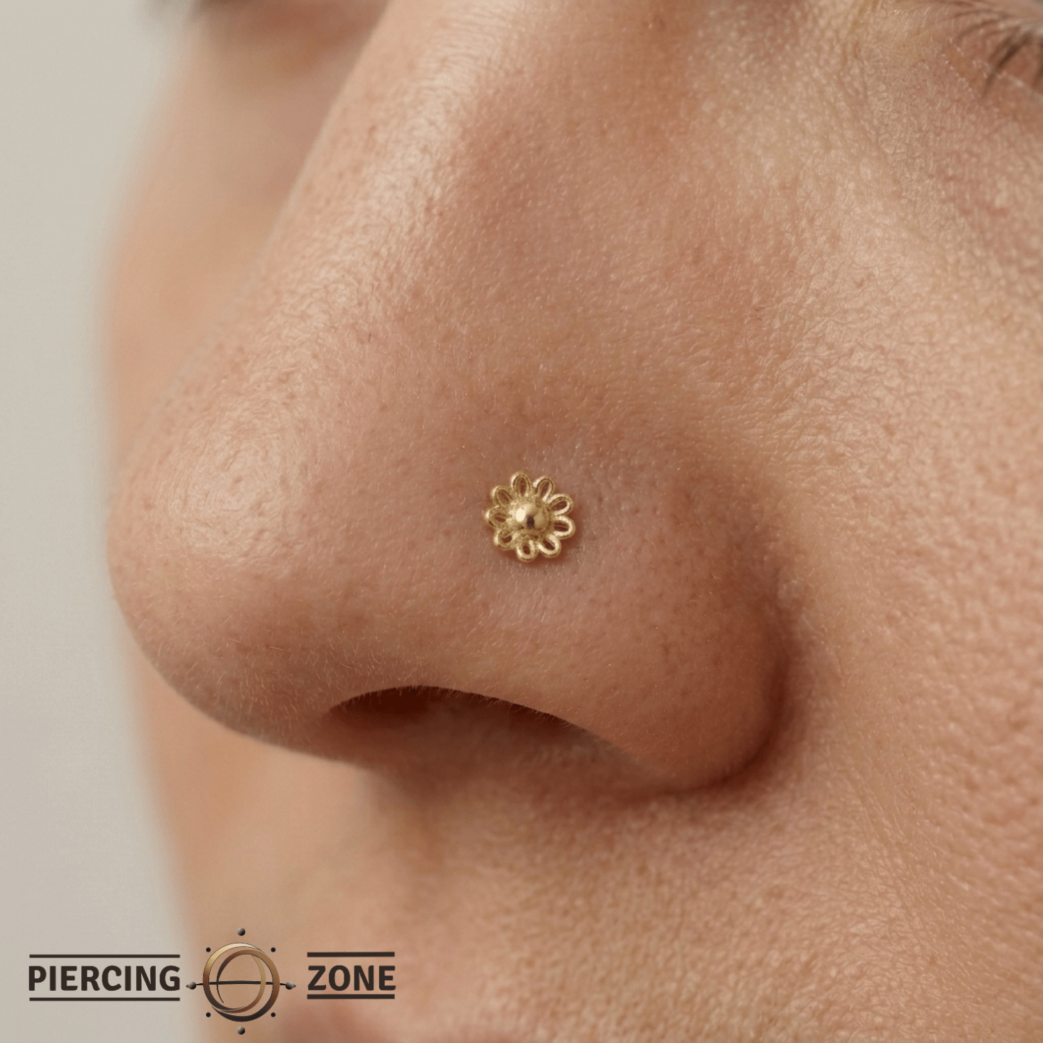 Blossom Pin - 14K Gold Floral Threadless End - piercing - zone.com