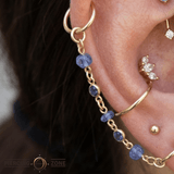 Blue Sapphire Chain – 18K Gold Gemstone Piercing Chain - piercing - zone.com